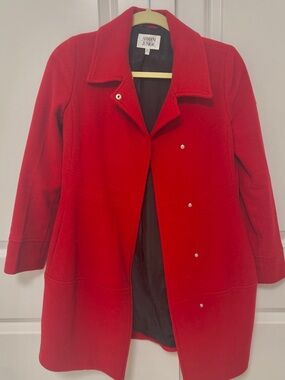 Armani Junior Bright Red Girls' Wool-Blend Pea Coat